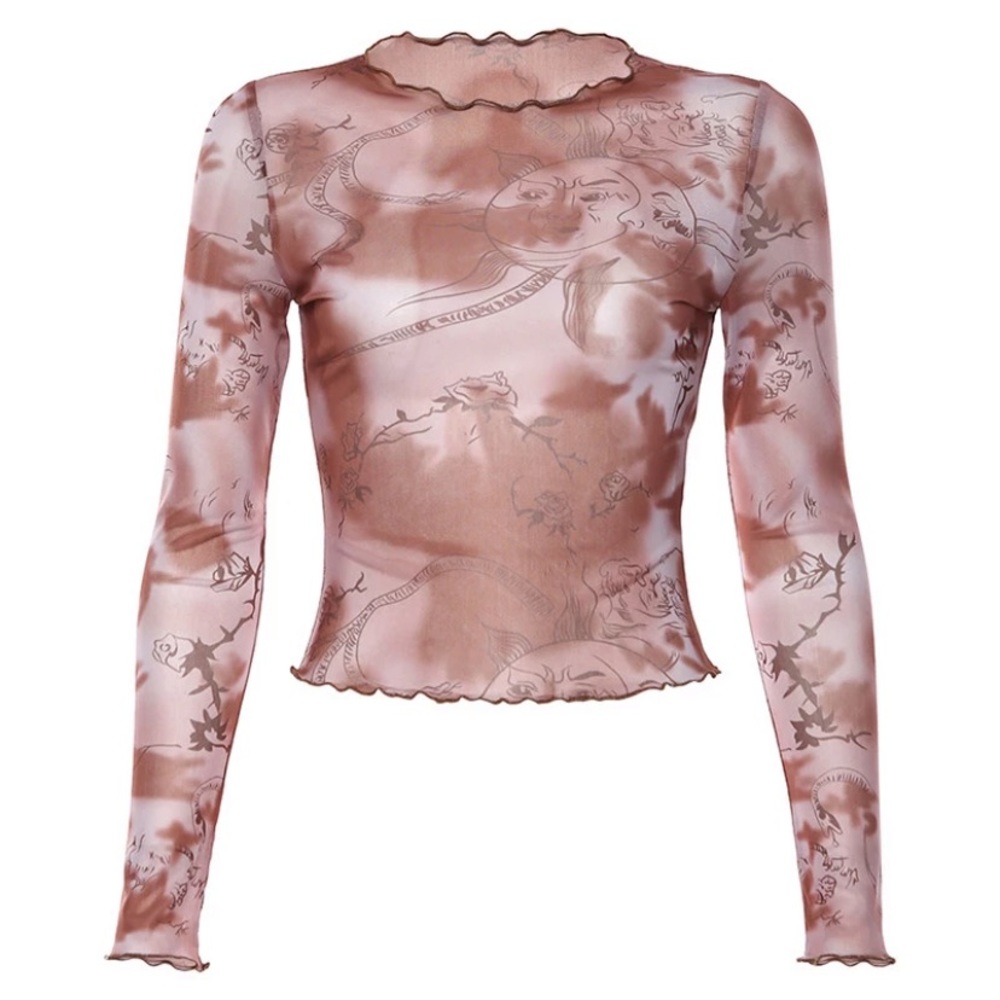 Beautiful casual basic Mesh print top - Picture 5 of 6